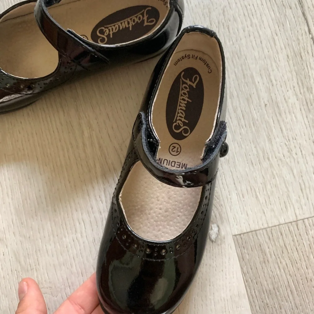 Footmates Emma Black Patent Leather Mary Jane Dress Shoes Kids Size 12 Medium